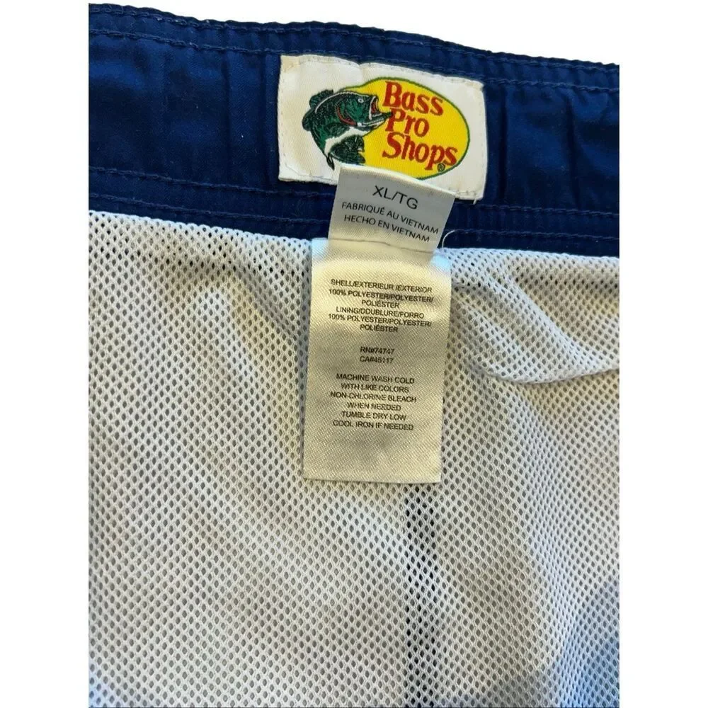 Bass Pro Shops Men's XL Shark Print Swim Trunks Blue Ombre Mesh Lined Board Shor